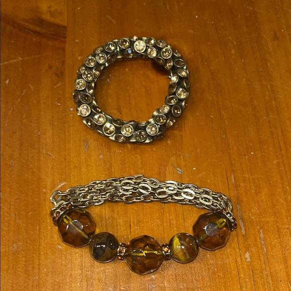 Fossil Orange Amber Rhinestone Stretch Womens Bracelets - Picture 1 of 3